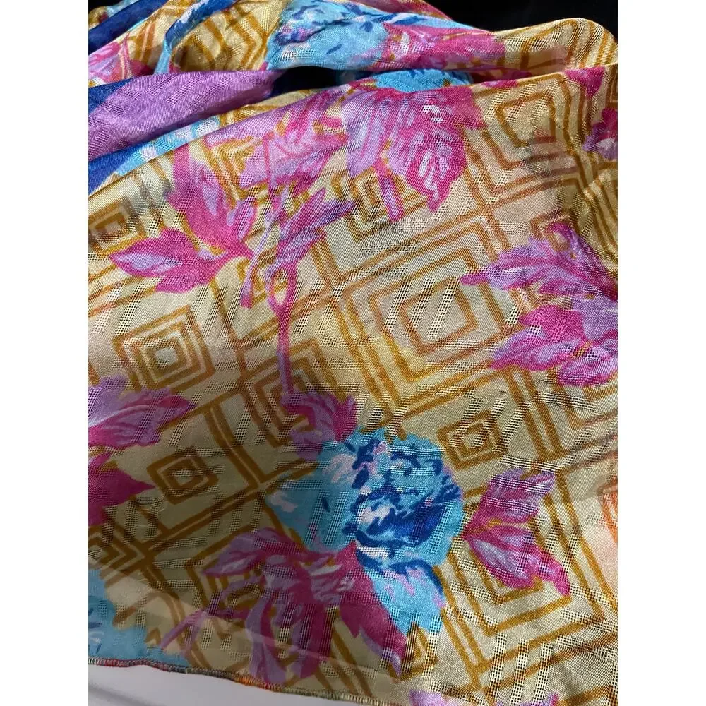 Unbranded Pink Yellow and Blue Floral Shawl